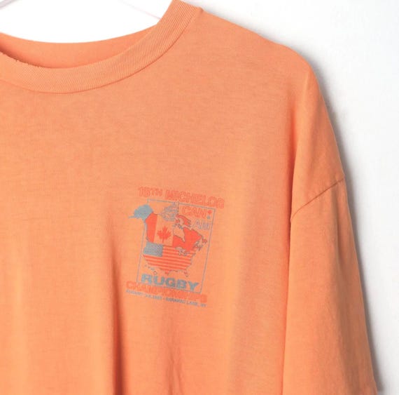 vintage 1991 RUGBY oversize CanAM Micheolob beer vintage ADOBE orange and blue t shirt -- size xl -- FREE shipping U.S.A View 4