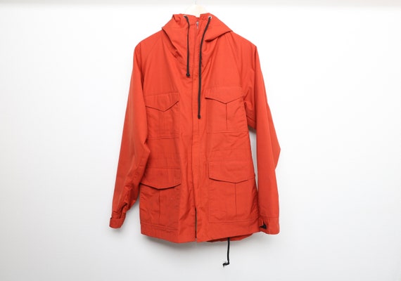 vintage men's BURNT orange PARKA rain jacket oxfor