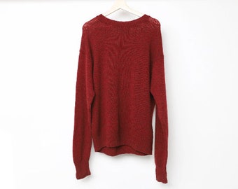 vintage GRUNGE kurt cobain PENDLETON brand red wool sweater oversize PCNW slouchy mid-century men's -- size large