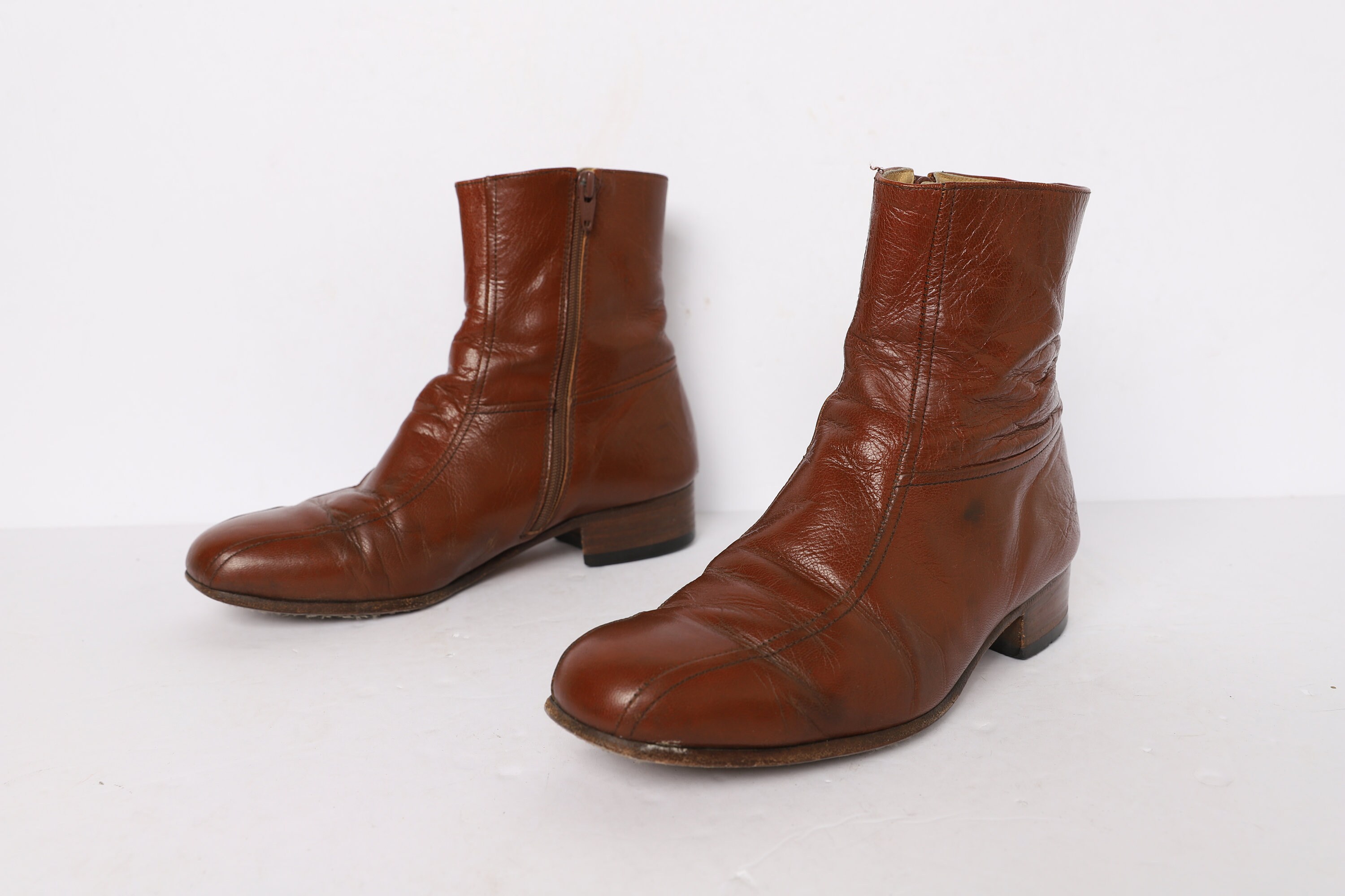 MEN'S Size 7 1/2 CHELSEA Leather Boots 70s 80s Zipper - Etsy