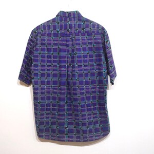 vintage southwest BLUE and purple ikat FRESH PRINCE 90s short sleeve button up shirt size medium image 4