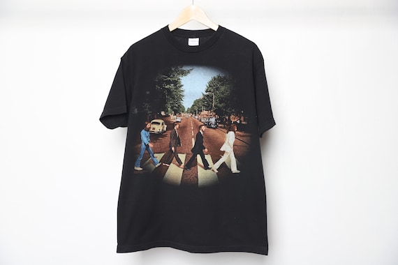 The Beatles Men's Abbey Road Back Print Long Sleeve Washed Out T-shirt Blue/Grey 