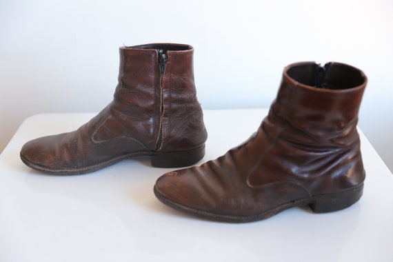 vintage BEATLE boots brown leather combat style w… - image 4