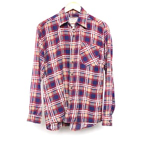 vintage men's 1960s PLAID twin peaks COTTON flannel button down - Men's Size Large