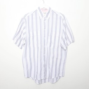 vintage 1990s surf BRIGHT contrast striped BUTTON down LEVI&#39;S blue, pink, and white top vintage 90s men&#39;s oversize shirt - Free shipping