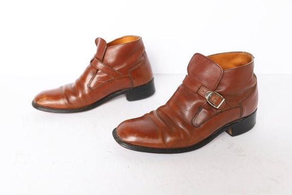 Mens Size 7 5 Chelsea Style Brown Leather Classic 60s 70s Etsy