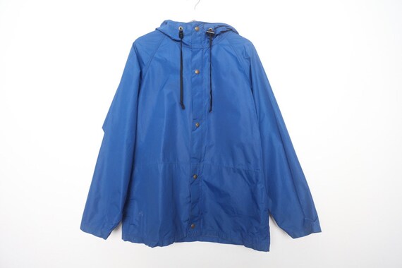 vintage 1980s REI brand BLUE rain slicker jacket … - image 1