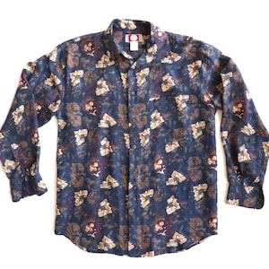 vintage SILK button down BOXY slouchy men's silk top -- size small men's silk BD -- free shipping U.S.A