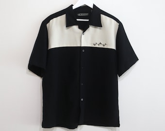 vintage 1990s y2k SWINGERS bowling color block SILKY button down - Size Medium men's button shirt