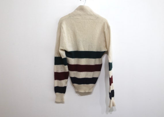 vintage HUDSON bay wool CREAM striped henley swea… - image 4