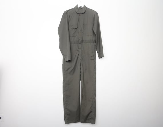 vintage mid-century boilersuit Olive green big ma… - image 1