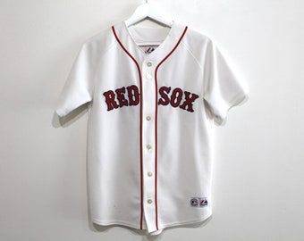 vintage 1990s Boston Red SOX men's baseball JERSEY David ORTIZ white and red H.O.F.er jersey -- size medium