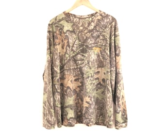 vintage REAL Tree CAMOUFLAGE long sleeve OVERSIZE baggy camo t-shirt - size X.L. -- Free shipping
