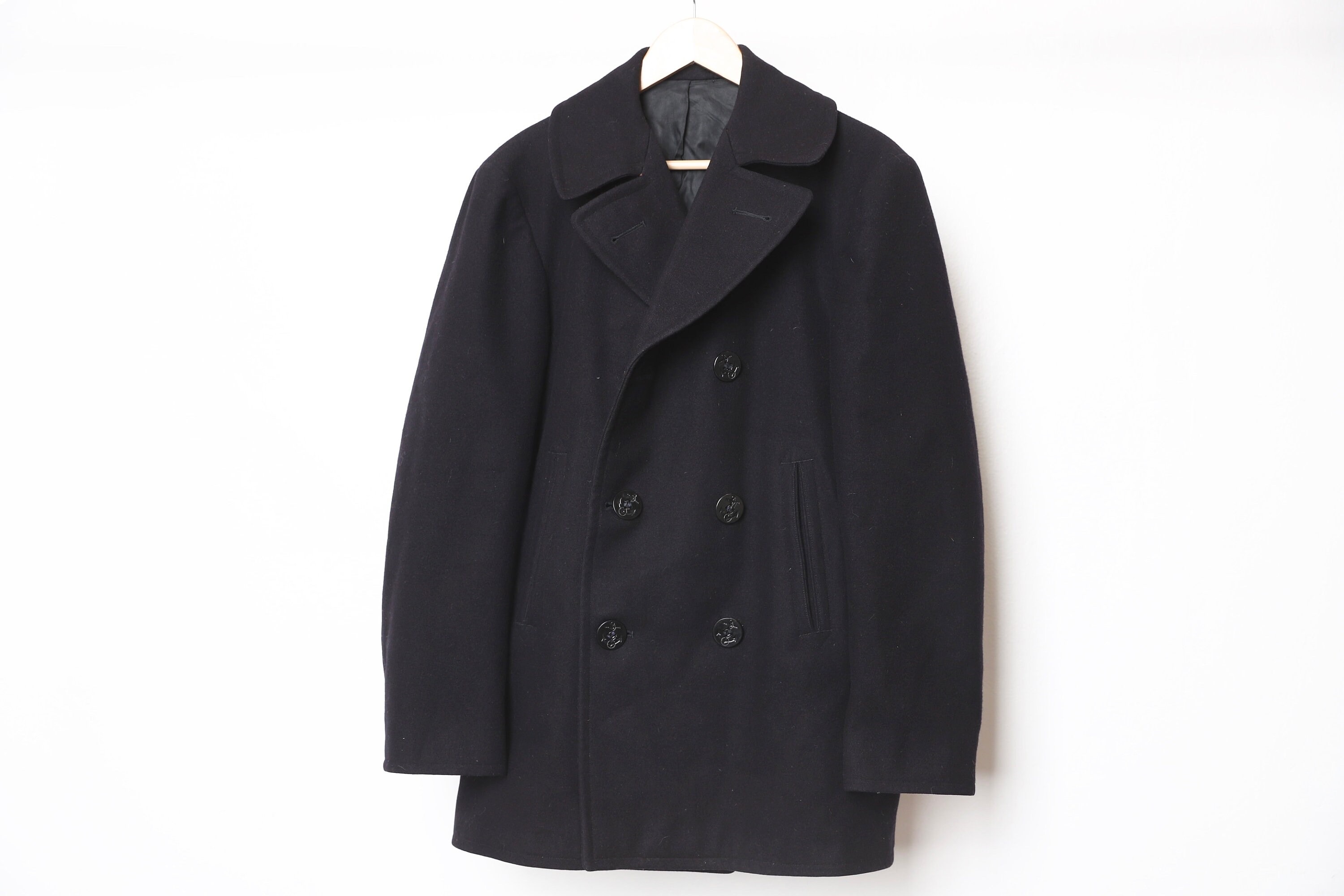Men's 60s Wool PEA COAT Satin Lined 