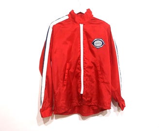 Chaqueta de hombre estilo Fórmula ONE de los años 70 con franja roja de carreras, marca Vintage Mechanics RACING Stripe - talla grande