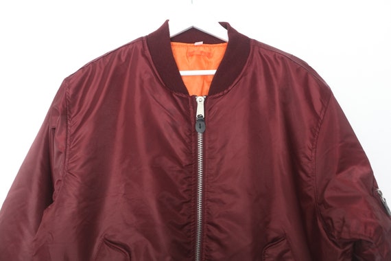 Vintage BOMBER Jacket Maroon & Orange Aviator Style WINTER Vintage