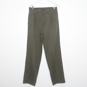 Vintage olivgrüne baggy gerades Bein plissierte Herren Vintage triste grüne Baumwollhose slacks Hose -- Größe 32x31 -- KOSTENLOSER Versand U.S.A.