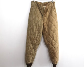 vintage TAN quilted men's size MEDIUM military style 1960s pants -- size medium (34x30)