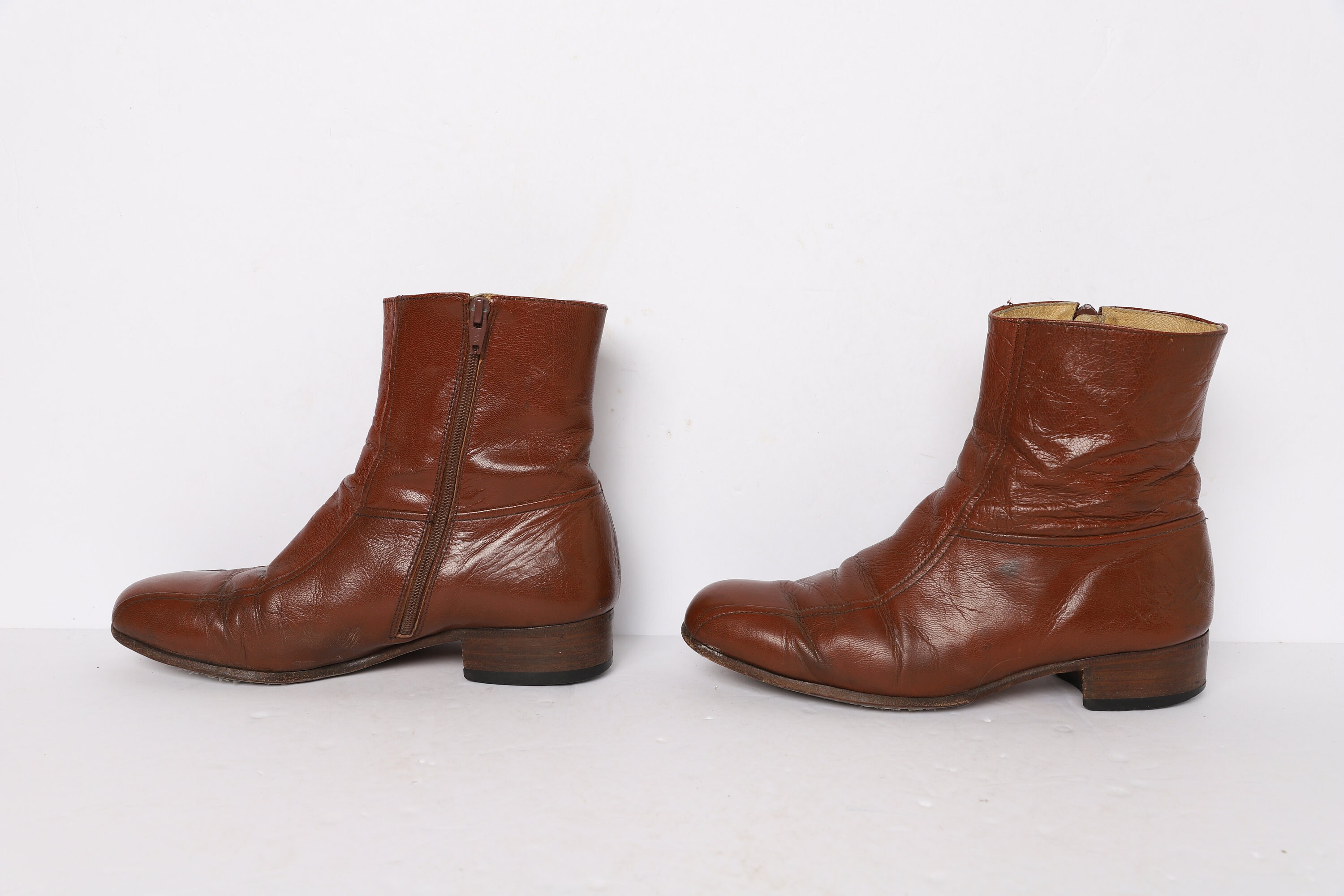 MEN'S Size 7 1/2 CHELSEA Leather Boots 70s 80s Zipper - Etsy