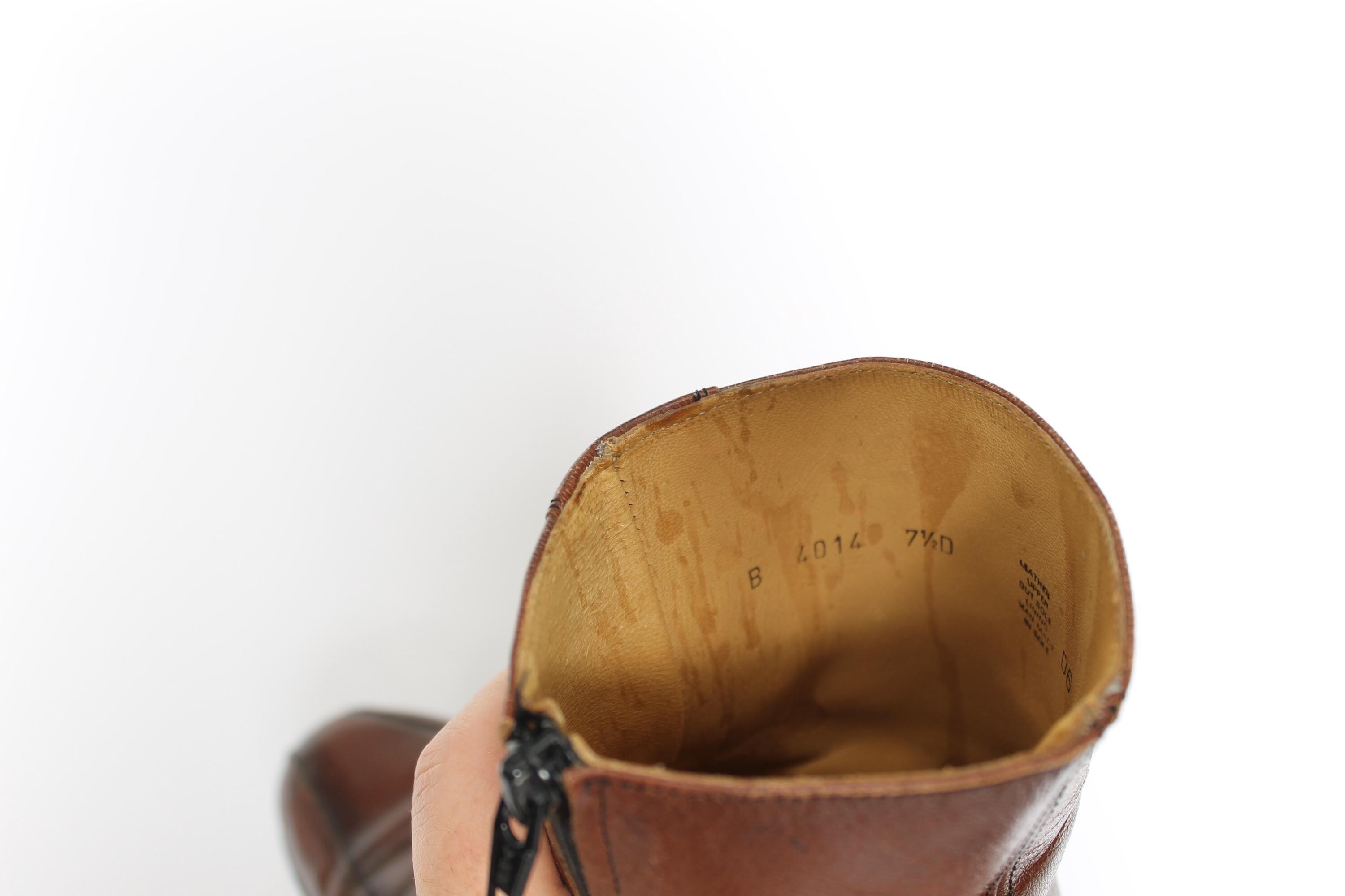 1970’s Vintage Brown Side Zip Pebble Leather Ankle Beatle Boots Size 6 Vintage Beatle Boots - Etsy main image 4