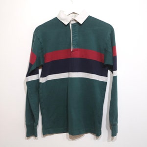 vintage 1980s LL Bean long sleeve henley BIG stripe RUGBY shirt men's size extra small image 1