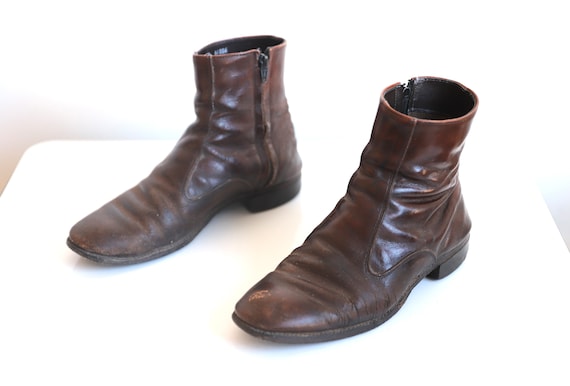 vintage BEATLE boots brown leather combat style w… - image 1