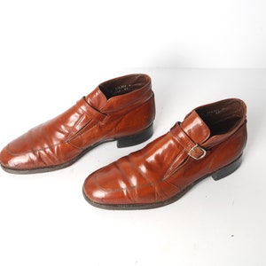 CHELSEA boots mens size 9.5 BEATLE square toe BROWN leather 1970 80s ankle chelsea boots