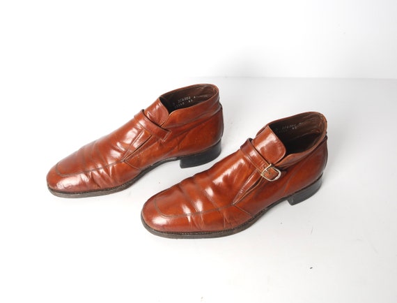 CHELSEA Boots Mens Size 9.5 BEATLE Square Toe BROWN Leather  display picture 1
