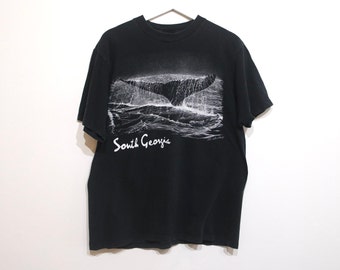 vintage BLACK short sleeve ATLANTIC ocean WHALE south Georgia t-shirt top size large vintage - size xl shirt - size medium