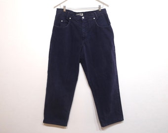 vintage BAGGY guess brand DENIM navy blue 1980s 90s pants jeans -- men's size 33x28