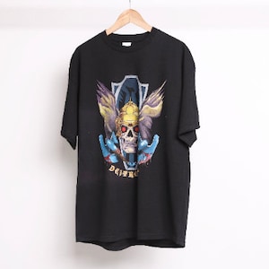 vintage 1990s &quot;DESTROYER&quot; biker black HARLEY style short sleeve 90s t-shirt -- size XLarge