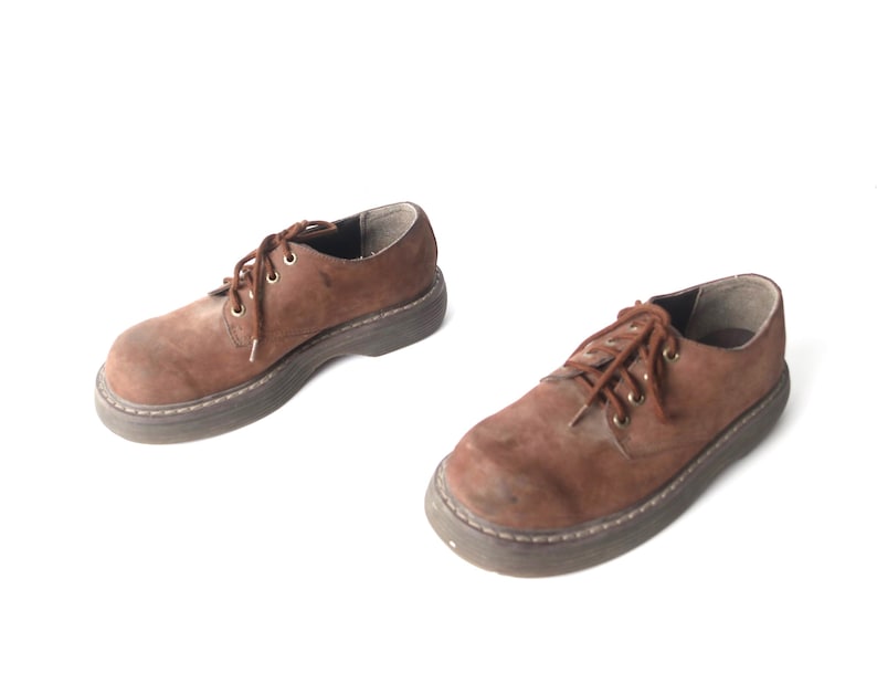 vintage mens size 9 SKECHERS doc dr. marten style GRUNGE grunge brown leather lace up rustic black boots - FREE shipping in the U.S.A image 1