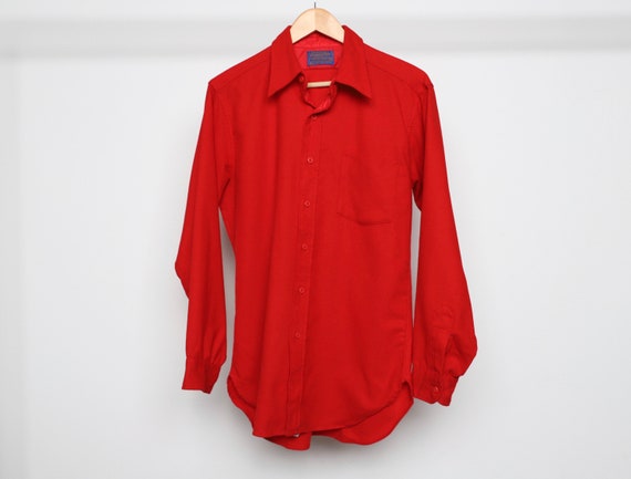 60s PENDLETON twin peaks RED flannel button down … - image 1