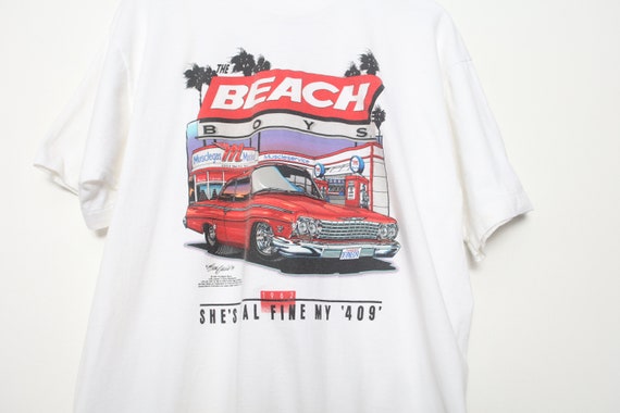 vintage 1995 BEACH BOYS white 409 vintage t-shirt… - image 2