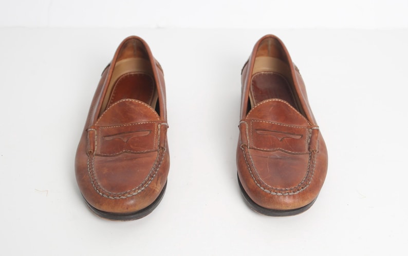 vintage brown LEATHER 1980s men's PENNY loafer shoes vintage size 11.5 men's shoes -- FREE shipping U.S.A. image 8
