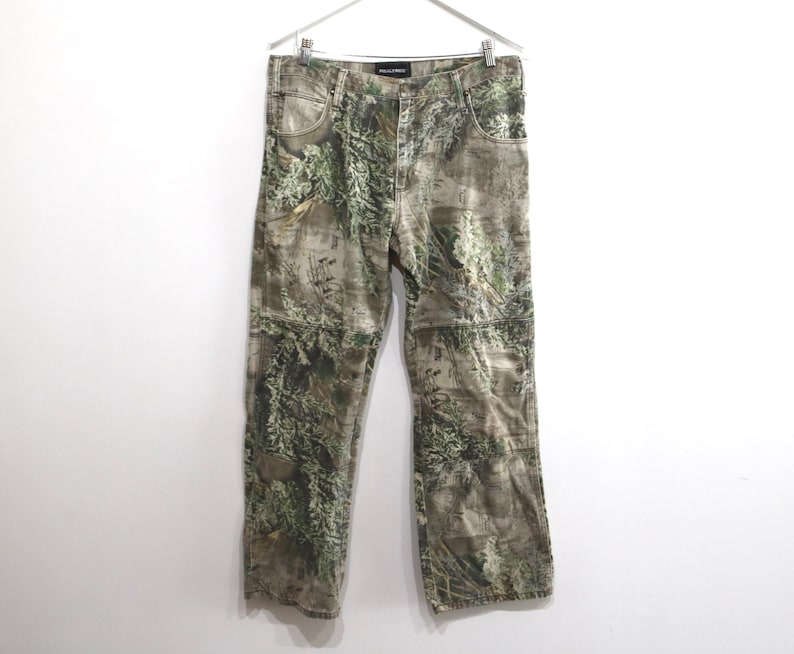 vintage 90s y2k CAMO real tree jean CAMOUFLAGE carhartt style men's work wear PANTS size 36 waist x 28 inseam image 1