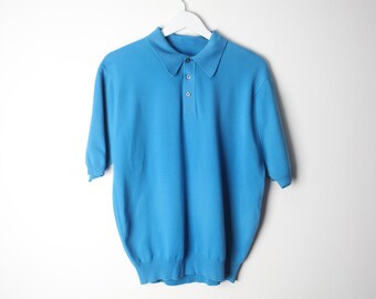 vintage BRIGHT blue 90s y2k POLO long sleeve men's shirt -- size medium