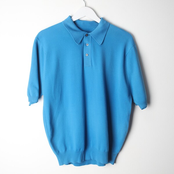 vintage BRIGHT blue 90s y2k POLO long sleeve men's shirt -- size medium