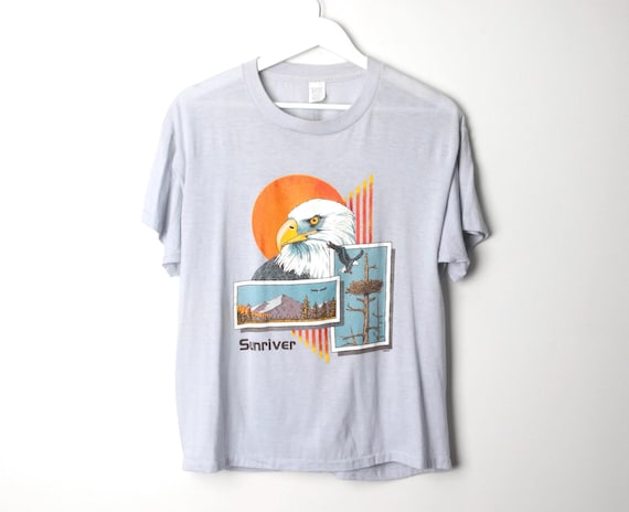 Vintage 1970s 80s SUN RIVER Eagle Tree MONTAGE Faded Thin & Soft 