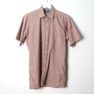 vintage STRIPED mauve pinstriped men's vintage button up size small mens shirt image 1