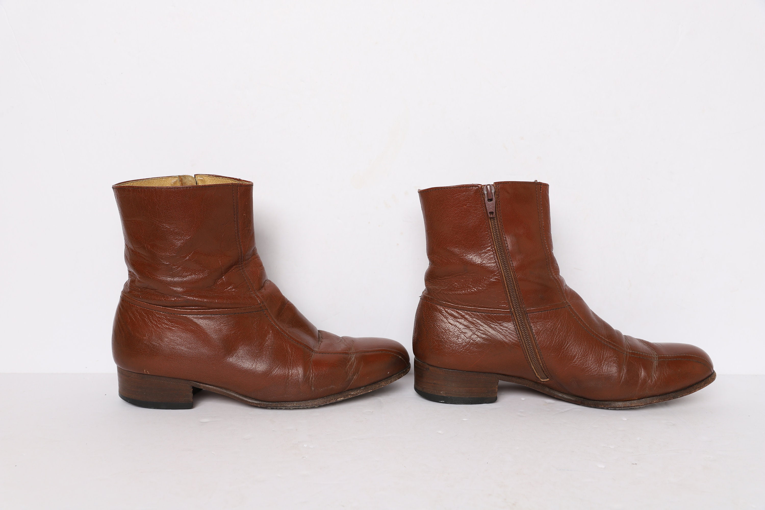 MEN'S Size 7 1/2 CHELSEA Leather Boots 70s 80s Zipper - Etsy