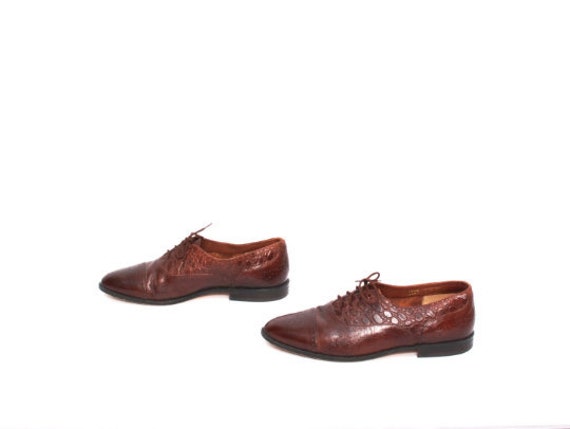 mens size 9.5 OXFORD brown leather 1980's WINGTIPS