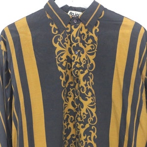 minimal baroque SILKY 90s soft long button up shirt BOJO one world brand men's size mediujm image 2