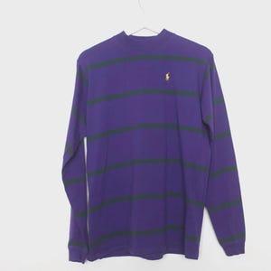 vintage 80s 90s RALPH Lauren POLO mock neck vintage purple and black vintage long sleeve shirt -- FREE shipping U.S.A