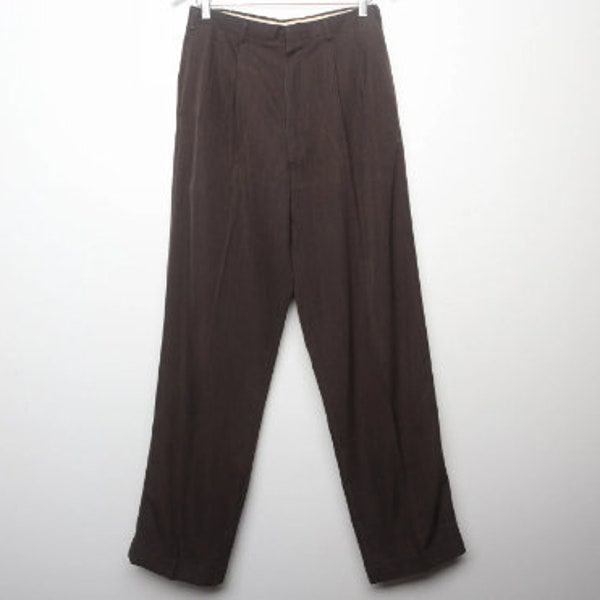 vintage 1960s brown men's PLEATED mid century slacks pants baggy fit -- size 29x32 pants