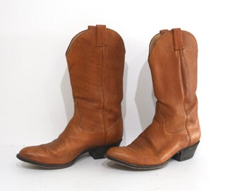 vintage BROWN Panhandle Slim brand COWBOY boots brown leather -- men's size 10 EE