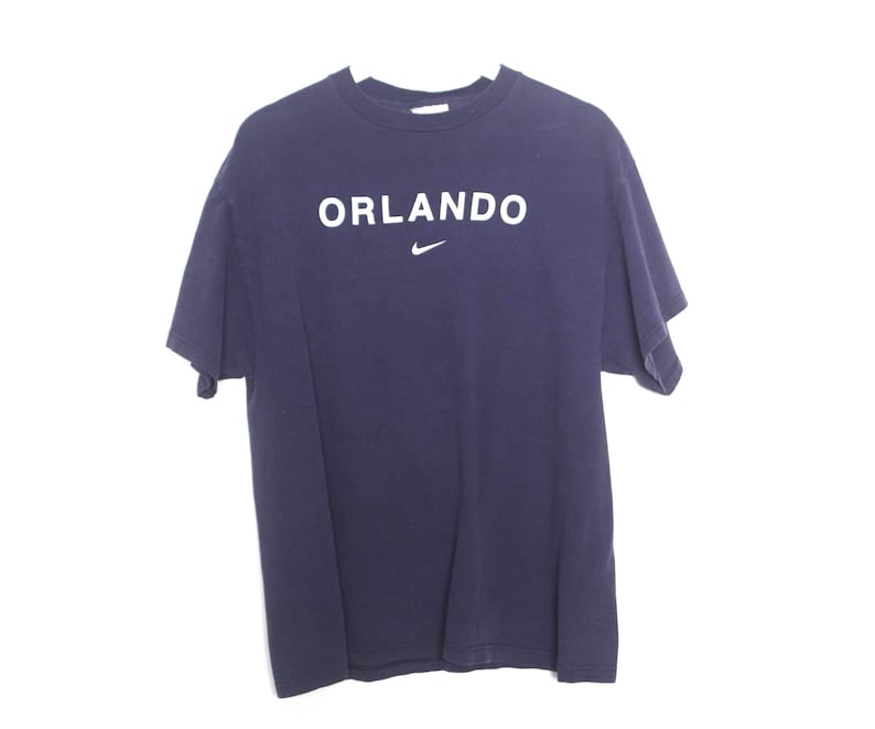 vintage ORLANDO navy blue NIKE vintage short sleeve t-shirt top -- size Large image 1