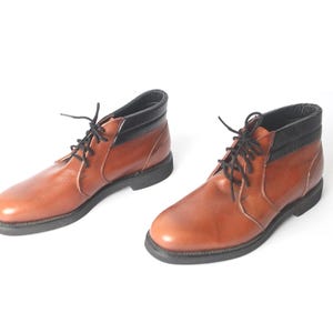 CHELSEA mens size 10 classic 60s 70s boots vintage classic BROWN leather lace up BEATLE ankle boots - Free shipping U.S.A