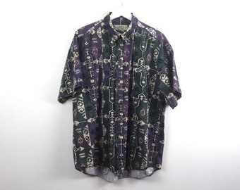 vintage men's 1990s WILD ONE seinfeld style vintage men's BUTTON down -- size xl