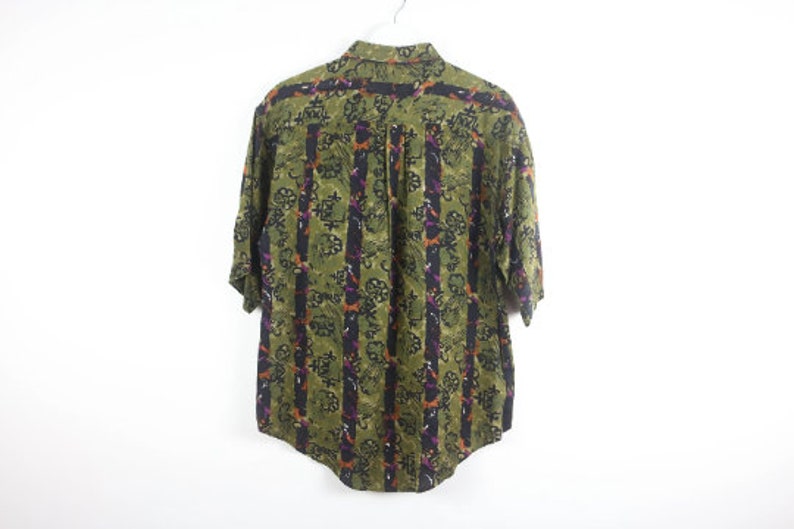 vintage 1980s 90s seinfeld style PAISLEY colorful wild one skater shirt size medium men's image 4